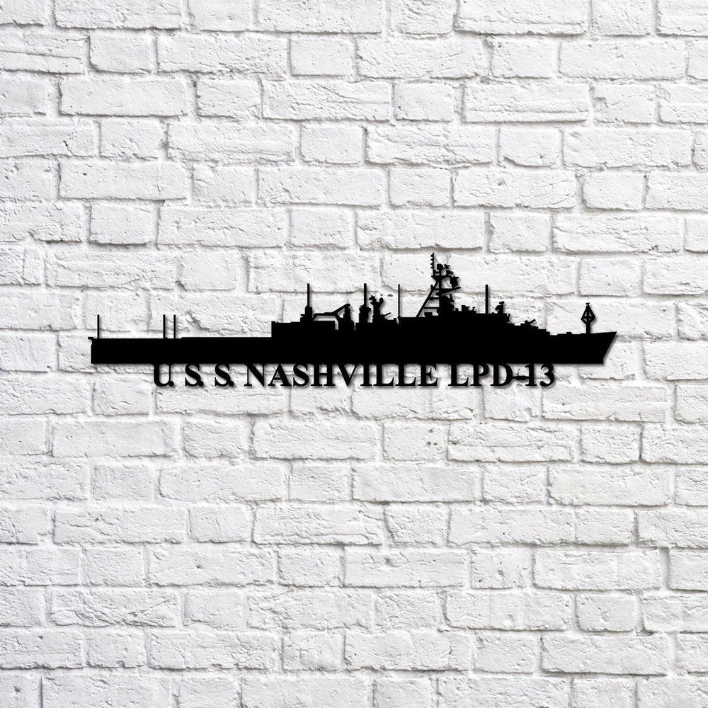 US Navy Metal Sign, USS Nashville LPD13 Navy Ship Metal Sign, Memory Wall Metal Sign Laser Cut Metal Signs, Navy Veteran Metal Sign