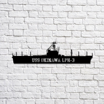 US Navy Metal Sign, USS Okinawa LPH3 carrier Navy Ship Metal Sign, Memory Wall Metal Sign Laser Cut Metal Signs, Navy Veteran Metal Sign