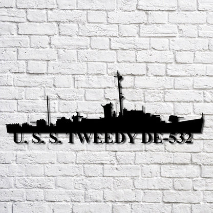 US Navy Metal Sign, USS Tweedy De532 Navy Ship Metal Art, Custom Us Navy Ship Cut Metal Sign, Navy Veteran Metal Sign
