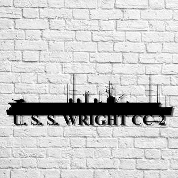 US Navy Metal Sign, USS Wright Cc2 Navy Ship Metal Art, Custom Us Navy Ship Cut Metal Sign, Navy Veteran Metal Sign