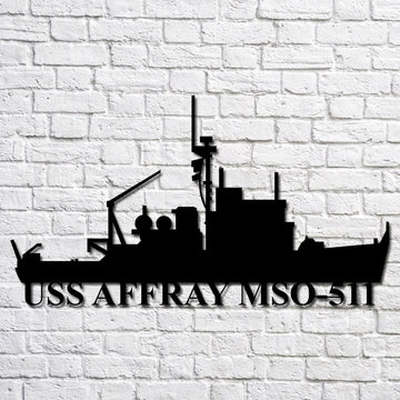 US Navy Metal Sign, Uss Affray Mso511 Navy Ship Metal Art, Custom Us Navy Ship Cut Metal Sign, Navy Veteran Metal Sign