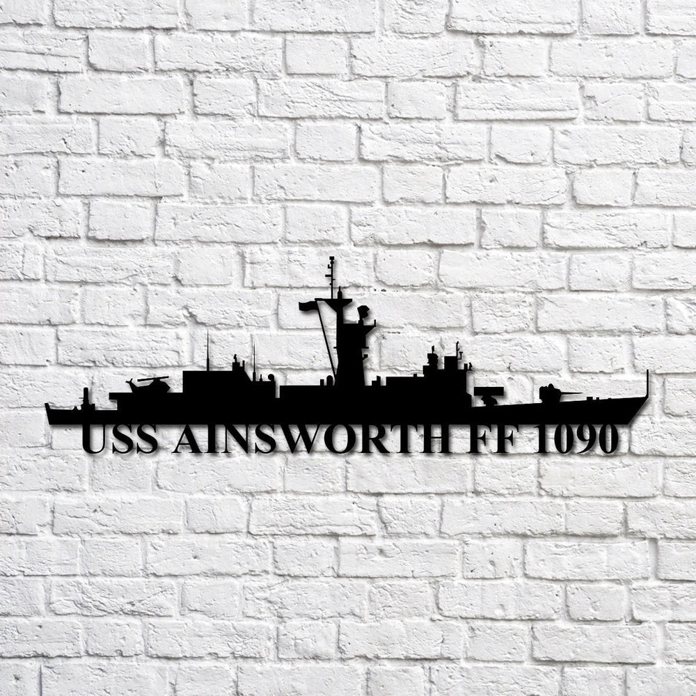 US Navy Metal Sign, Uss Ainsworth Ff 1090 Navy Ship Metal Art, Custom Us Navy Ship Cut Metal Sign, Navy Veteran Metal Sign
