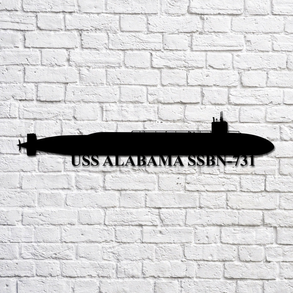 US Navy Metal Sign, Uss Alabama Ssbn731 Navy Ship Metal Art, Custom Us Navy Ship Cut Metal Sign, Navy Veteran Metal Sign