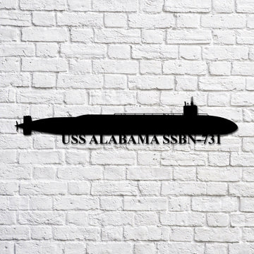 US Navy Metal Sign, Uss Alabama Ssbn731 Navy Ship Metal Art, Custom Us Navy Ship Cut Metal Sign, Navy Veteran Metal Sign