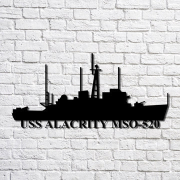 US Navy Metal Sign, Uss Alacrity Mso520 Navy Ship Metal Art, Custom Us Navy Ship Cut Metal Sign, Navy Veteran Metal Sign