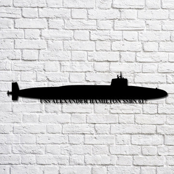 US Navy Metal Sign, Uss Alexander Hamilton Ssbn 617 Navy Ship Metal Art, Navy Veteran Metal Sign