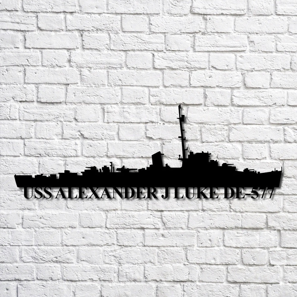 US Navy Metal Sign, Uss Alexander J Luke De577 Navy Ship Metal Art, Custom Us Navy Ship Cut Metal Sign, Navy Veteran Metal Sign