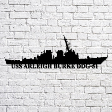 US Navy Metal Sign, Uss Arleigh Burke Ddg51 Navy Ship Metal Art, Custom Us Navy Ship Cut Metal Sign, Navy Veteran Metal Sign