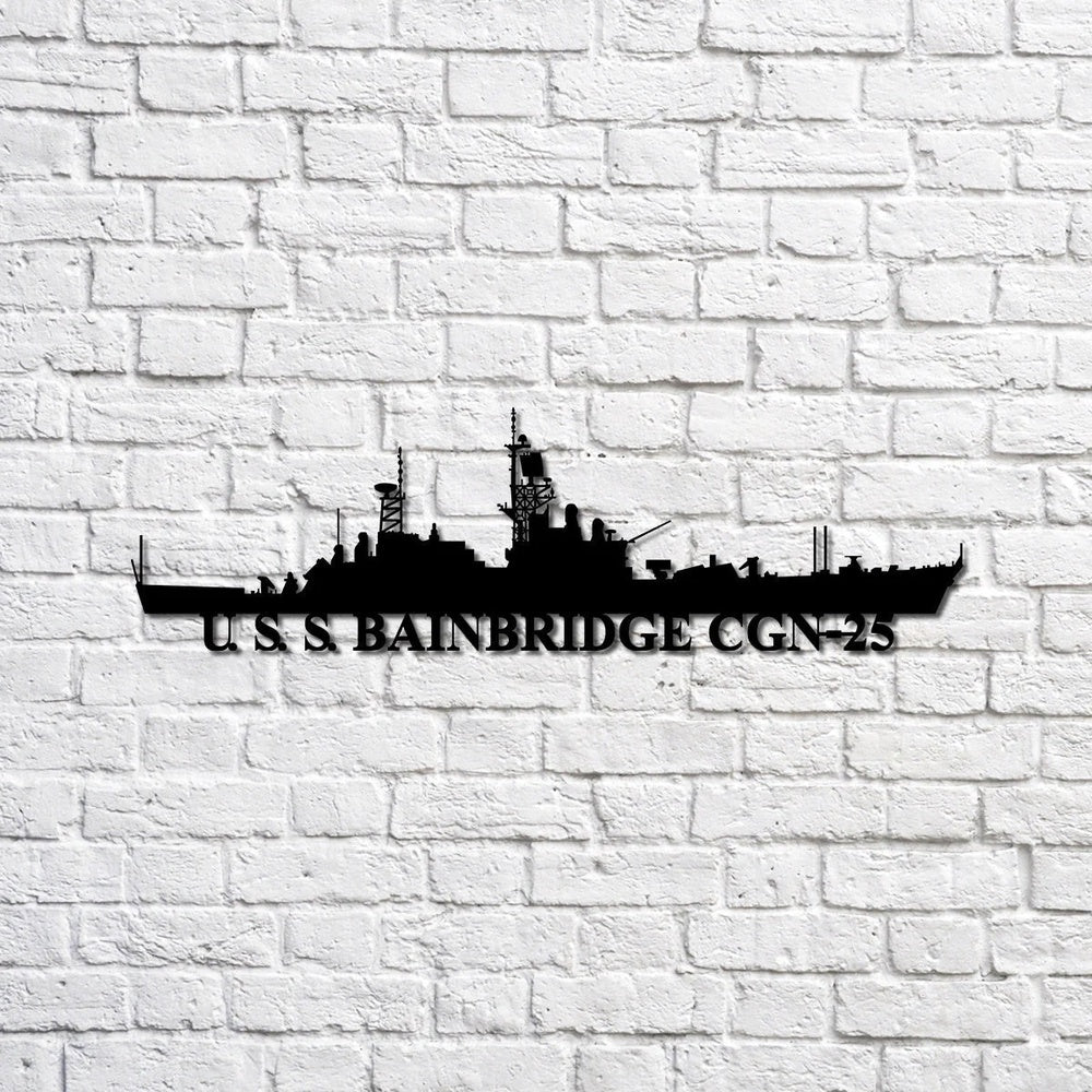 US Navy Metal Sign, Uss Bainbridge Cgn25 Navy Ship Metal Sign, Memory Wall Metal Sign, Navy Veteran Metal Sign