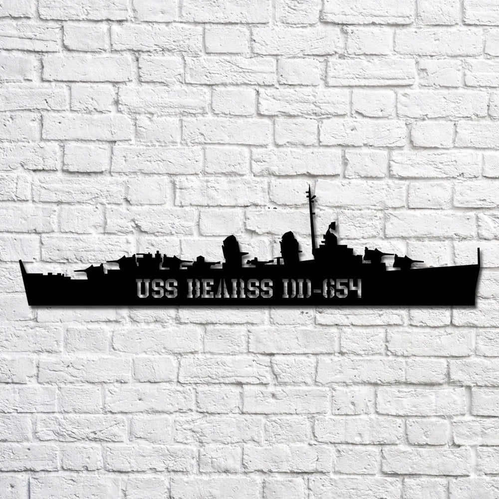 US Navy Metal Sign, Uss Bearss Dd654 Navy Ship Metal Art, Custom Us Navy Ship Cut Metal Sign, Navy Veteran Metal Sign