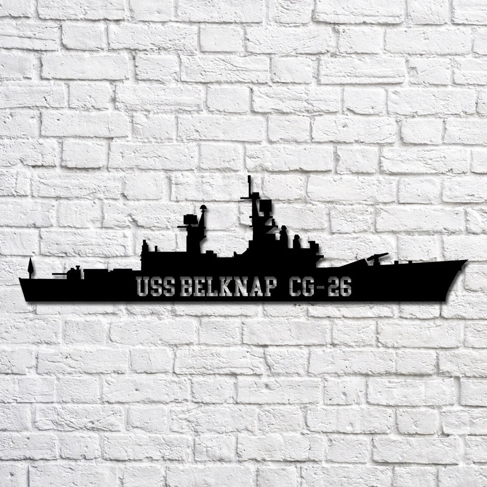 US Navy Metal Sign, Uss Belknap Cg26 Navy Ship Metal Art, Custom Us Navy Ship Cut Metal Sign, Navy Veteran Metal Sign