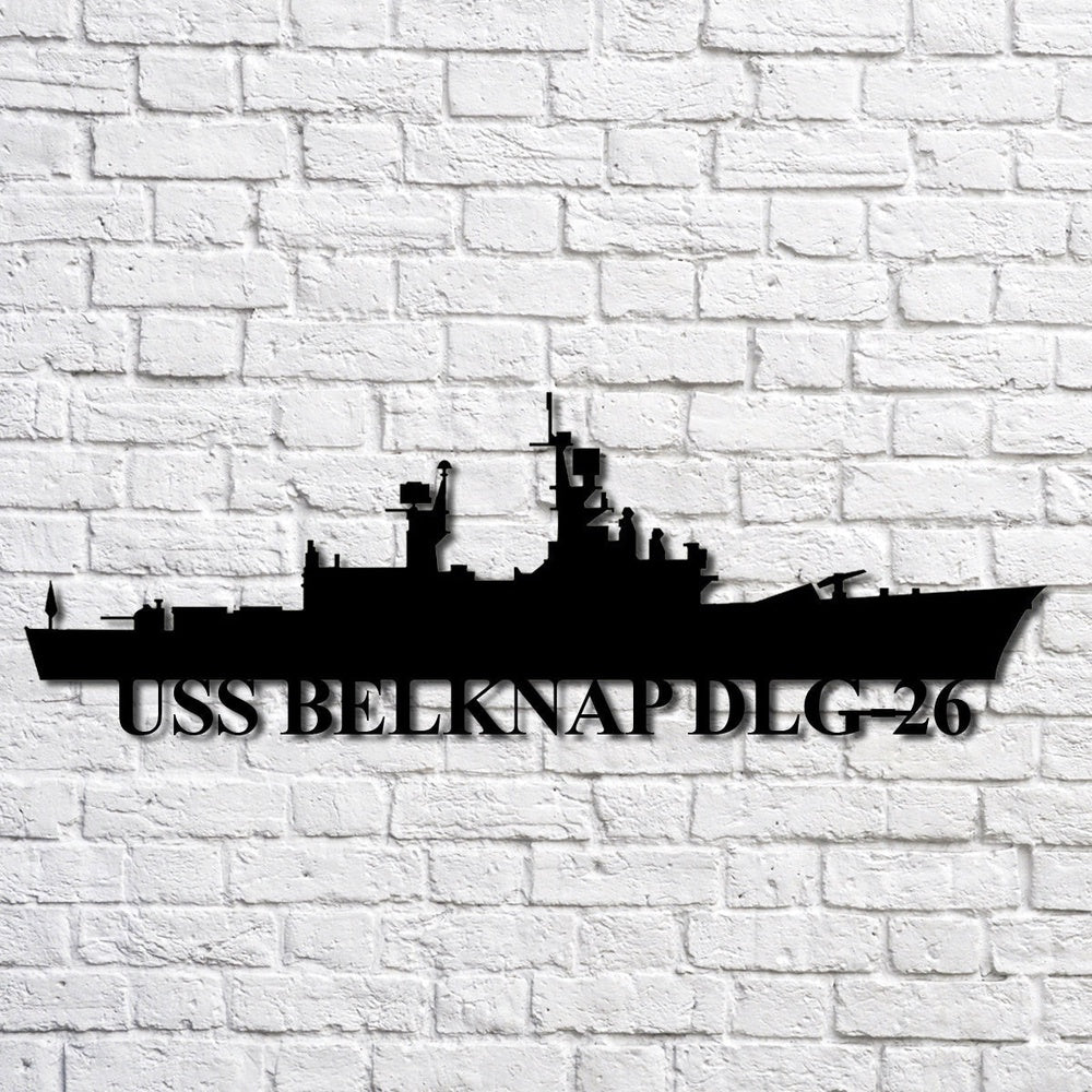 US Navy Metal Sign, Uss Belknap Dlg26 Navy Ship Metal Art, Custom Us Navy Ship Cut Metal Sign, Navy Veteran Metal Sign