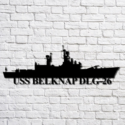 US Navy Metal Sign, Uss Belknap Dlg26 Navy Ship Metal Art, Custom Us Navy Ship Cut Metal Sign, Navy Veteran Metal Sign