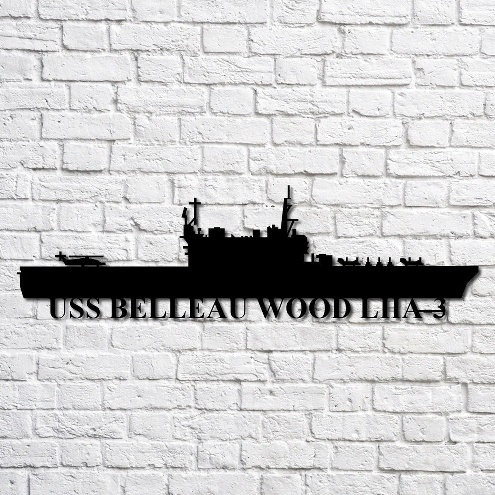 US Navy Metal Sign, Uss Belleau Wood Lha3 Navy Ship Metal Art, Custom Us Navy Ship Cut Metal Sign, Navy Veteran Metal Sign