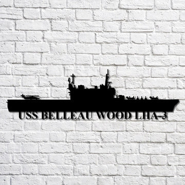 US Navy Metal Sign, Uss Belleau Wood Lha3 Navy Ship Metal Art, Custom Us Navy Ship Cut Metal Sign, Navy Veteran Metal Sign