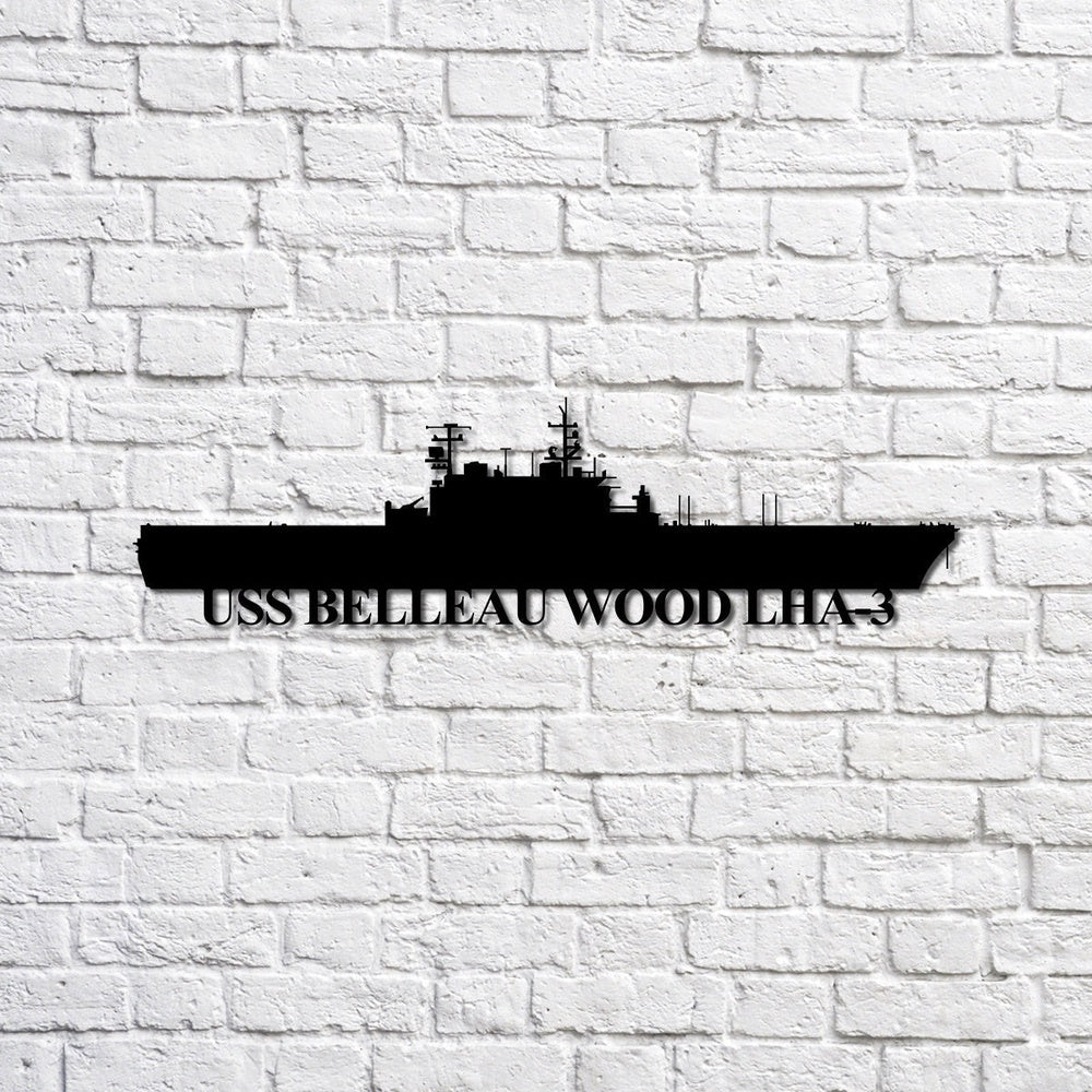 US Navy Metal Sign, Uss Belleau Wood Lha3 Navy Ship Metal Sign, Memory Wall Metal Sign, Navy Veteran Metal Sign