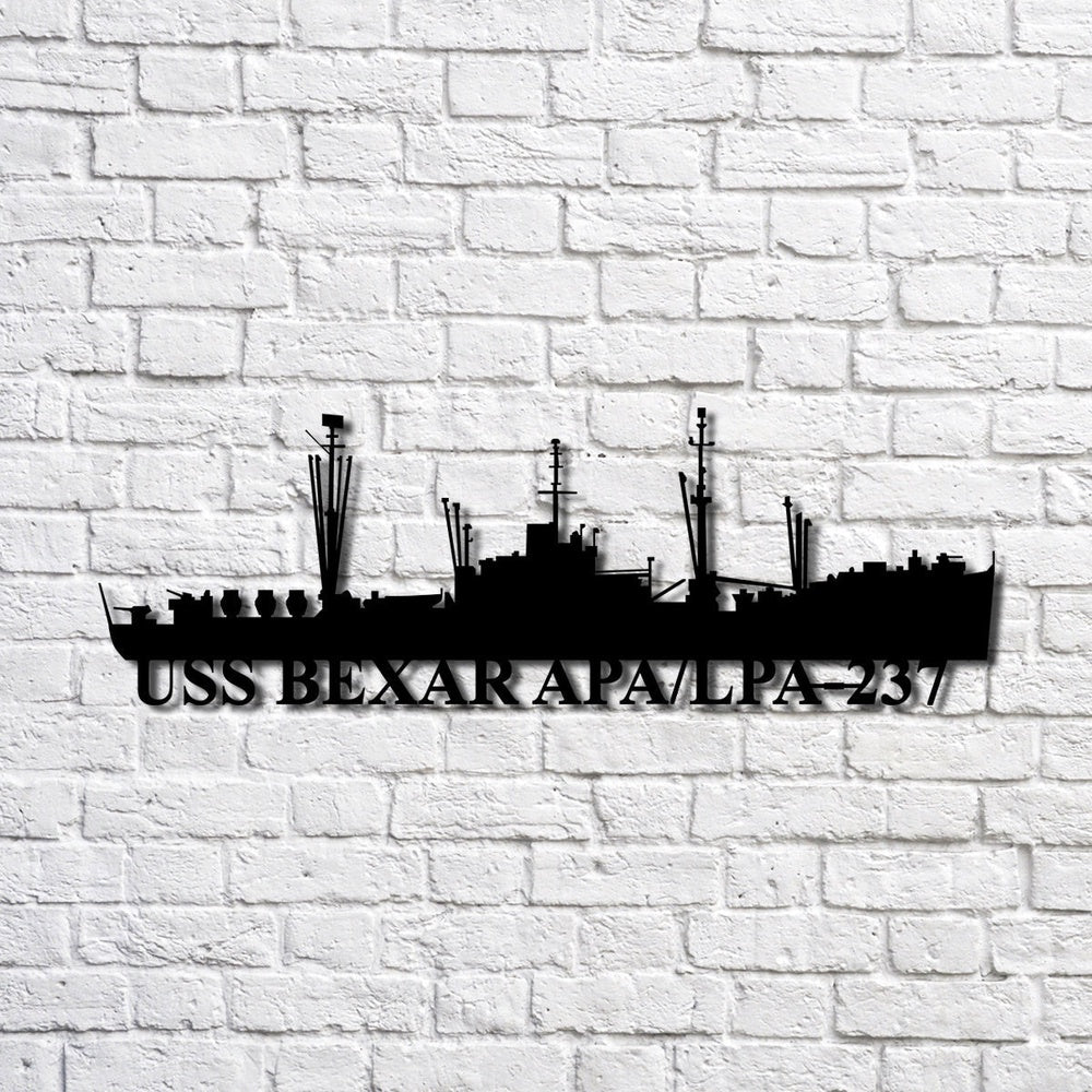 US Navy Metal Sign, Uss Bexar Apa_lpa237 Navy Ship Metal Art, Custom Us Navy Ship Cut Metal Sign, Navy Veteran Metal Sign
