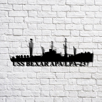 US Navy Metal Sign, Uss Bexar Apa_lpa237 Navy Ship Metal Art, Custom Us Navy Ship Cut Metal Sign, Navy Veteran Metal Sign