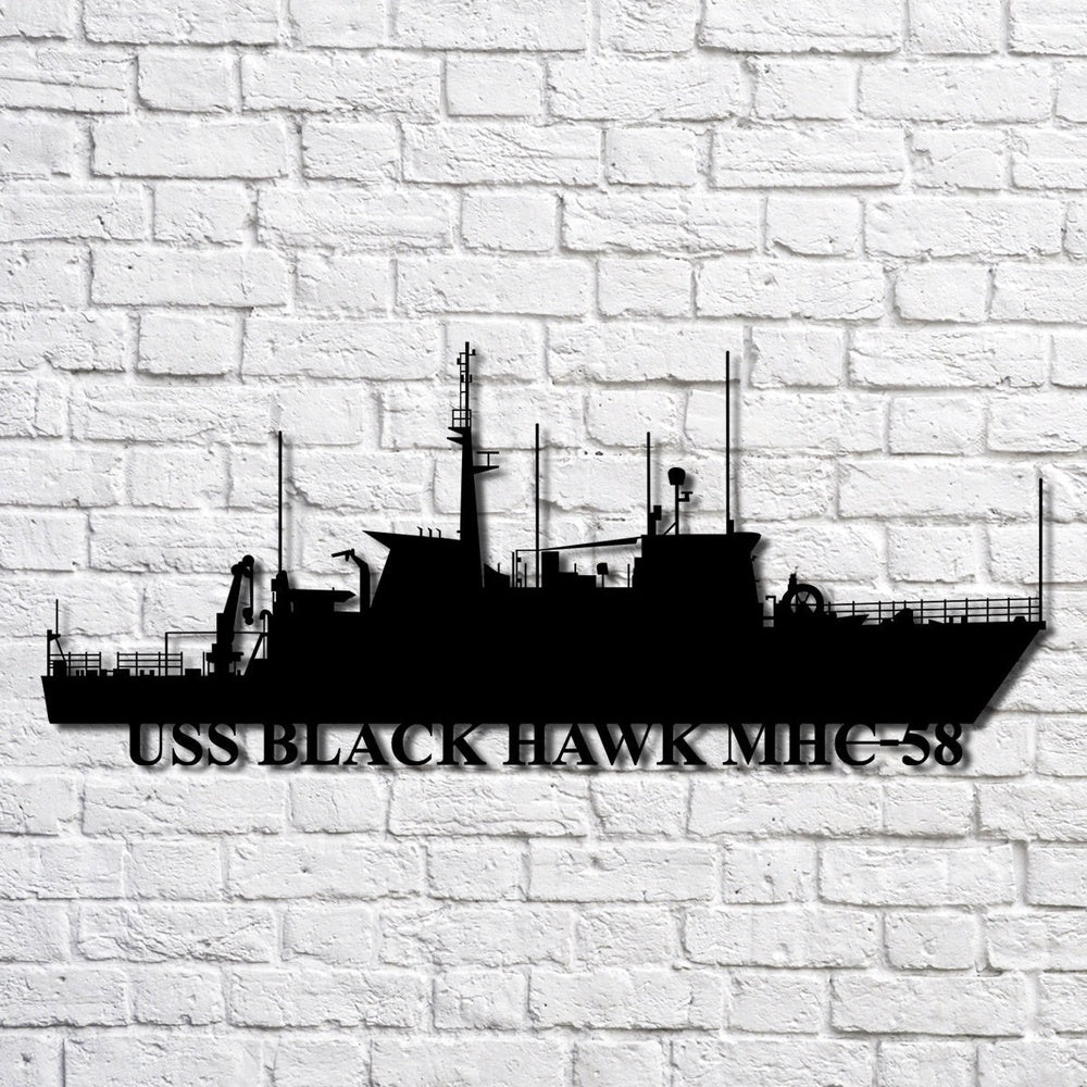 US Navy Metal Sign, Uss Black Hawk Mhc58 Navy Ship Metal Art, Custom Us Navy Ship Cut Metal Sign, Navy Veteran Metal Sign