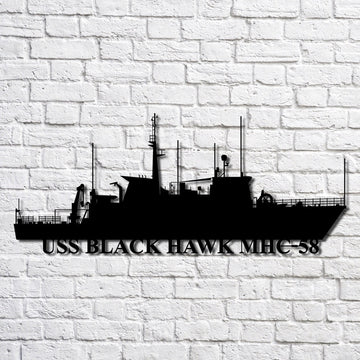 US Navy Metal Sign, Uss Black Hawk Mhc58 Navy Ship Metal Art, Custom Us Navy Ship Cut Metal Sign, Navy Veteran Metal Sign