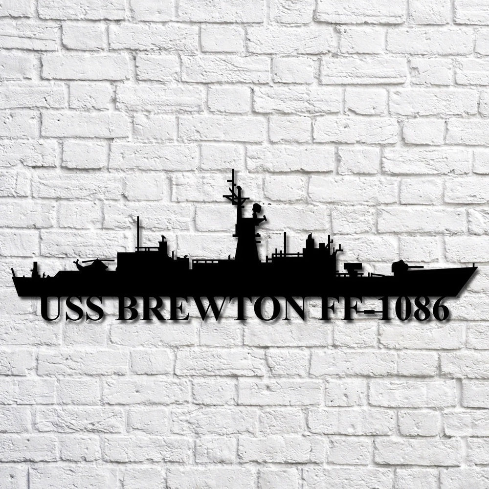US Navy Metal Sign, Uss Brewton Ff1086 Navy Ship Metal Art, Custom Us Navy Ship Cut Metal Sign, Navy Veteran Metal Sign
