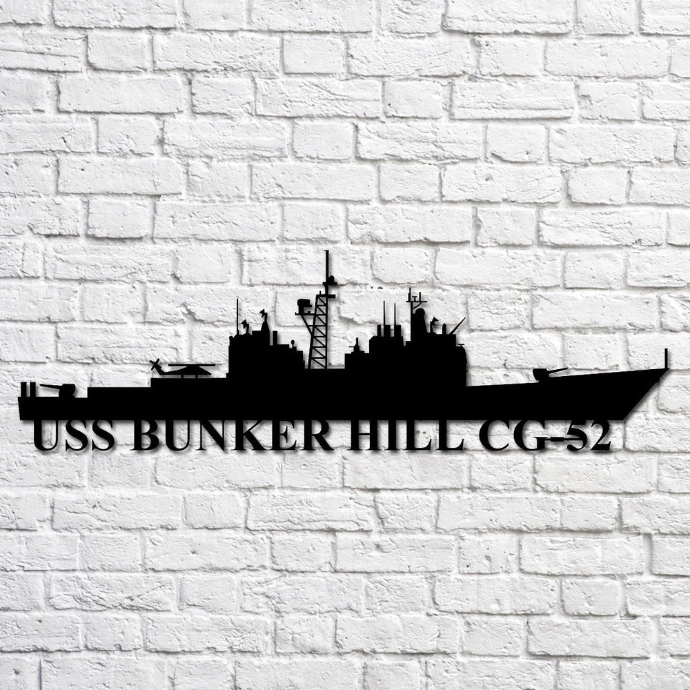 US Navy Metal Sign, Uss Bunker Hill Cg52 Navy Ship Metal Art, Custom Us Navy Ship Cut Metal Sign, Navy Veteran Metal Sign