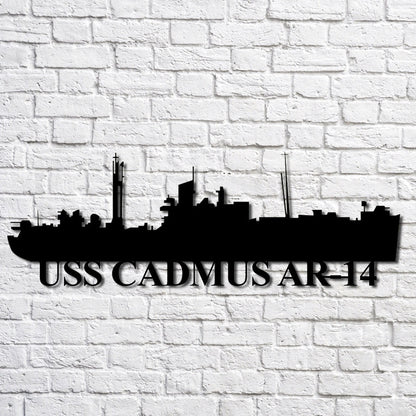 US Navy Metal Sign, Uss Cadmus Ar14 Navy Ship Metal Art, Custom Us Navy Ship Cut Metal Sign, Navy Veteran Metal Sign