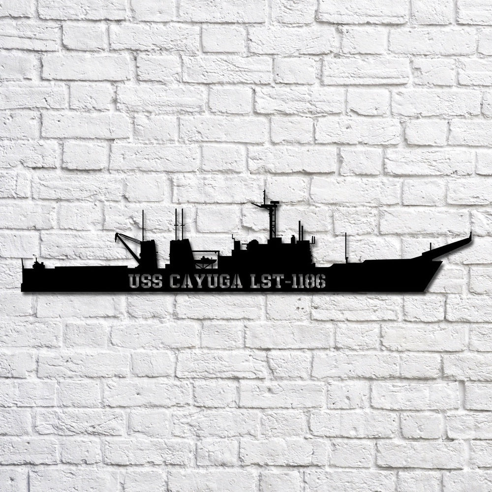 US Navy Metal Sign, Uss Cayuga Lst1186 Navy Ship Metal Art, Custom Us Navy Ship Cut Metal Sign, Navy Veteran Metal Sign