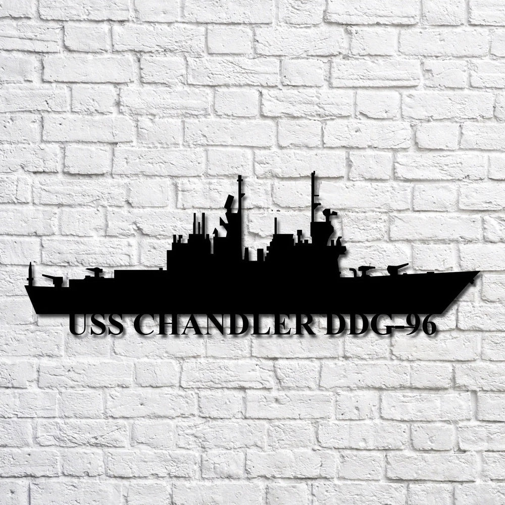 US Navy Metal Sign, Uss Chandler Ddg96 Navy Ship Metal Art, Custom Us Navy Ship Cut Metal Sign, Navy Veteran Metal Sign