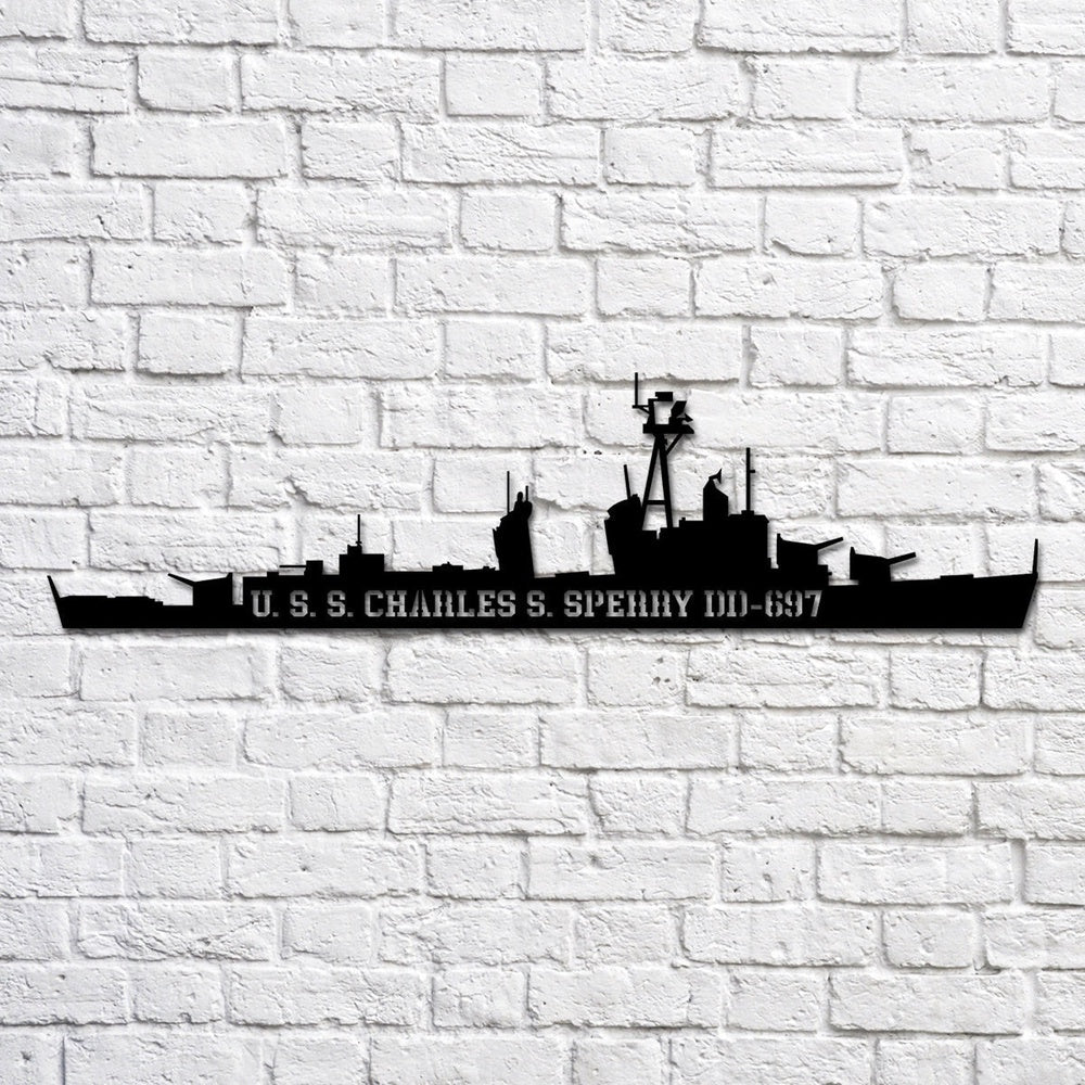 US Navy Metal Sign, Uss Charles S Sperry Dd697 Navy Ship Metal Art, Custom Us Navy Ship Cut Metal Sign, Navy Veteran Metal Sign