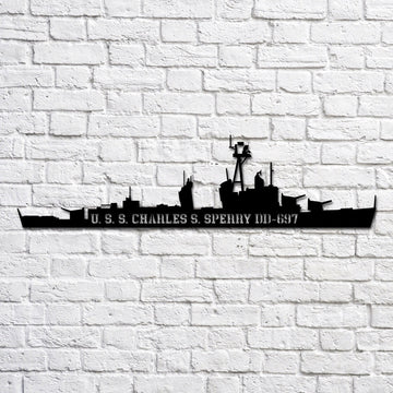 US Navy Metal Sign, Uss Charles S Sperry Dd697 Navy Ship Metal Art, Custom Us Navy Ship Cut Metal Sign, Navy Veteran Metal Sign