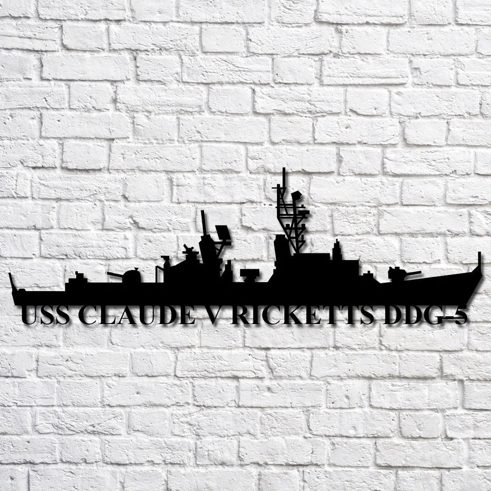 US Navy Metal Sign, Uss Claude V Ricketts Ddg5 Navy Ship Metal Art, Custom Us Navy Ship Cut Metal Sign, Navy Veteran Metal Sign