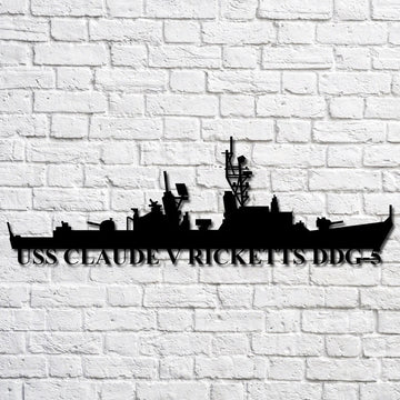 US Navy Metal Sign, Uss Claude V Ricketts Ddg5 Navy Ship Metal Art, Custom Us Navy Ship Cut Metal Sign, Navy Veteran Metal Sign