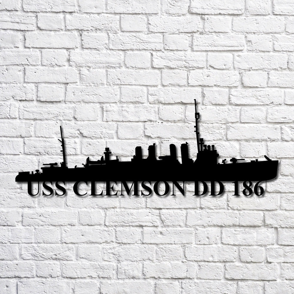 US Navy Metal Sign, Uss Clemson Dd 186 Navy Ship Metal Art, Custom Us Navy Ship Cut Metal Sign, Navy Veteran Metal Sign