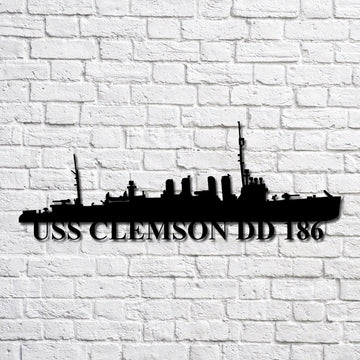 US Navy Metal Sign, Uss Clemson Dd 186 Navy Ship Metal Art, Custom Us Navy Ship Cut Metal Sign, Navy Veteran Metal Sign