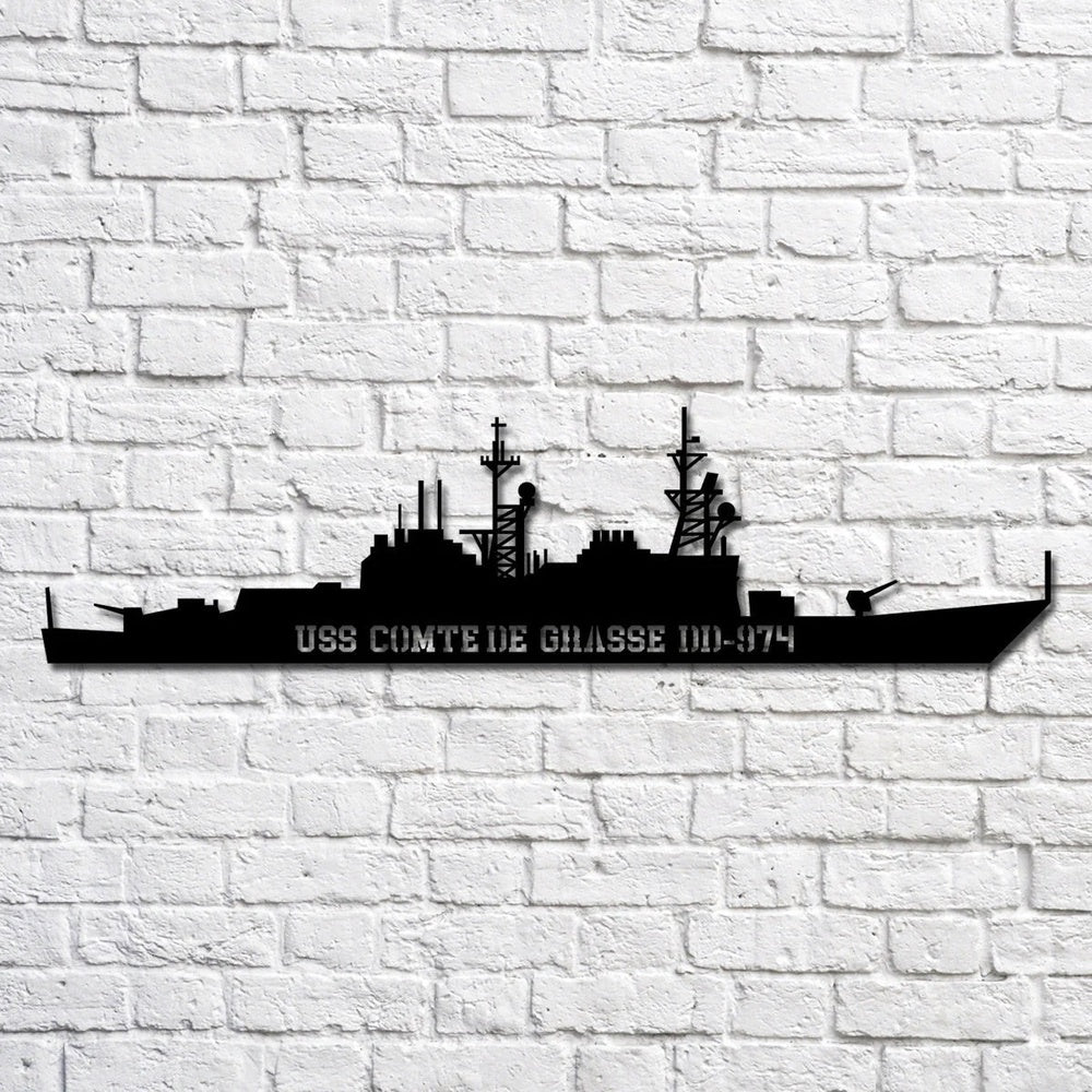 US Navy Metal Sign, Uss Compte De Grasse Dd 974 Navy Ship Metal Art, Custom Us Navy Ship Cut Metal Sign, Navy Veteran Metal Sign