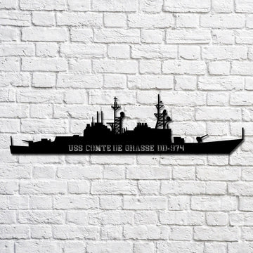 US Navy Metal Sign, Uss Compte De Grasse Dd 974 Navy Ship Metal Art, Custom Us Navy Ship Cut Metal Sign, Navy Veteran Metal Sign