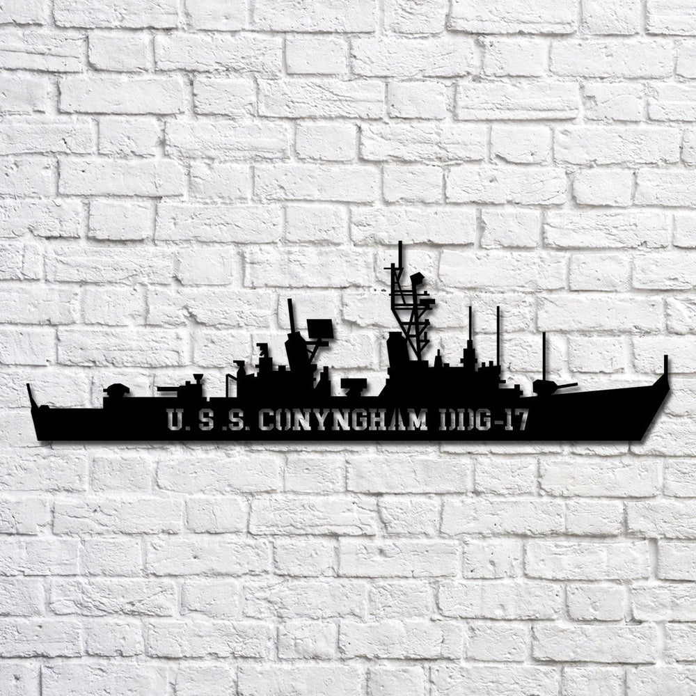 US Navy Metal Sign, Uss Conyngham Ddg17 Navy Ship Metal Art, Custom Us Navy Ship Cut Metal Sign, Navy Veteran Metal Sign