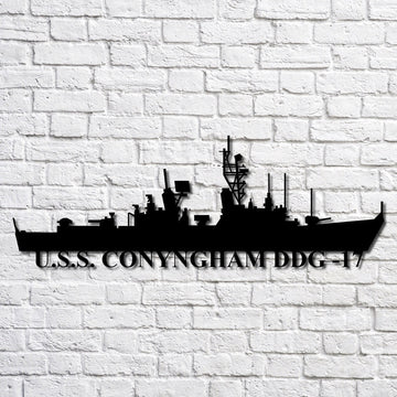 US Navy Metal Sign, Uss Conyngham Ddg 17 Navy Ship Metal Art, Navy Veteran Metal Sign