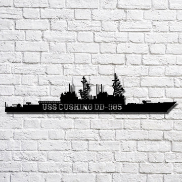 US Navy Metal Sign, Uss Cushing Dd985 Navy Ship Metal Art, Custom Us Navy Ship Cut Metal Sign, Navy Veteran Metal Sign