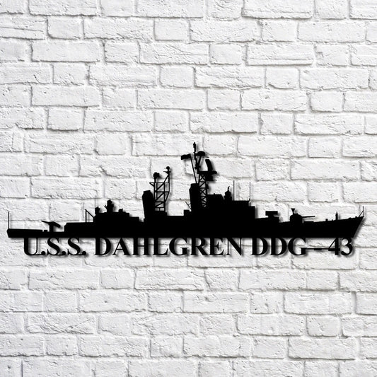 US Navy Metal Sign, Uss Dahlgren Ddg 43 Navy Ship Metal Art, Custom Us Navy Ship Cut Metal Sign, Navy Veteran Metal Sign