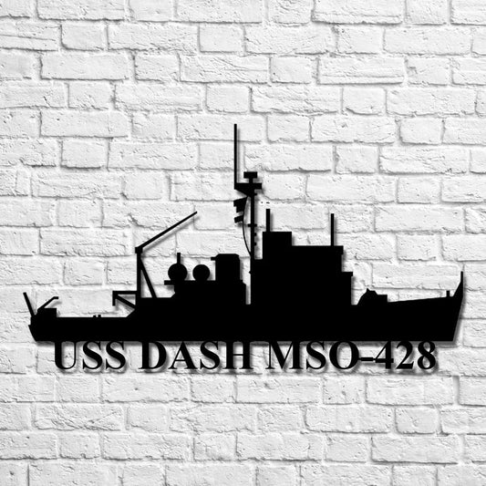 US Navy Metal Sign, Uss Dash Mso428 Navy Ship Metal Art, Custom Us Navy Ship Cut Metal Sign, Navy Veteran Metal Sign