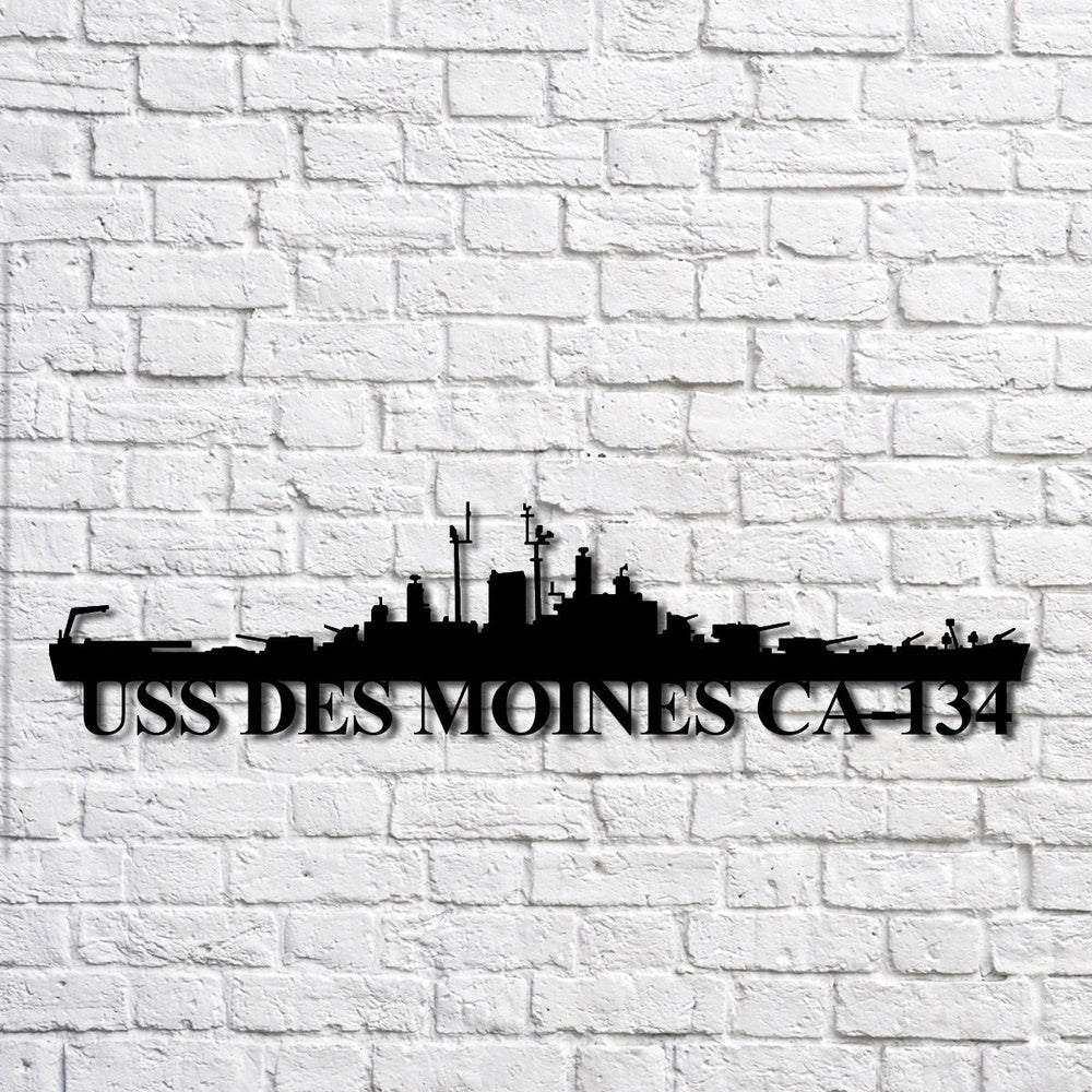 US Navy Metal Sign, Uss Des Moines Ca134 Navy Ship Metal Art, Custom Us Navy Ship Cut Metal Sign, Navy Veteran Metal Sign