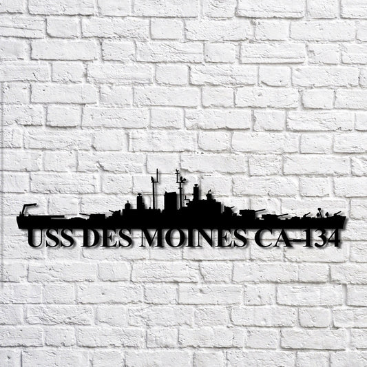 US Navy Metal Sign, Uss Des Moines Ca134 Navy Ship Metal Art, Custom Us Navy Ship Cut Metal Sign, Navy Veteran Metal Sign