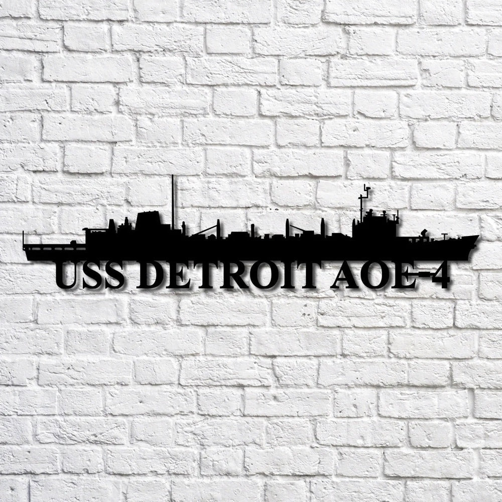 US Navy Metal Sign, Uss Detroit Aoe4 Navy Ship Metal Art, Custom Us Navy Ship Cut Metal Sign, Navy Veteran Metal Sign