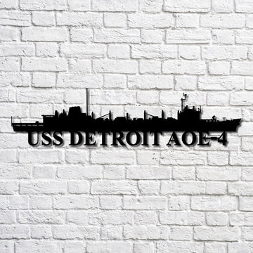 US Navy Metal Sign, Uss Detroit Aoe4 Navy Ship Metal Art, Custom Us Navy Ship Cut Metal Sign, Navy Veteran Metal Sign