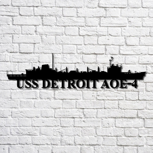 US Navy Metal Sign, Uss Detroit Aoe4 Navy Ship Metal Art, Custom Us Navy Ship Cut Metal Sign, Navy Veteran Metal Sign
