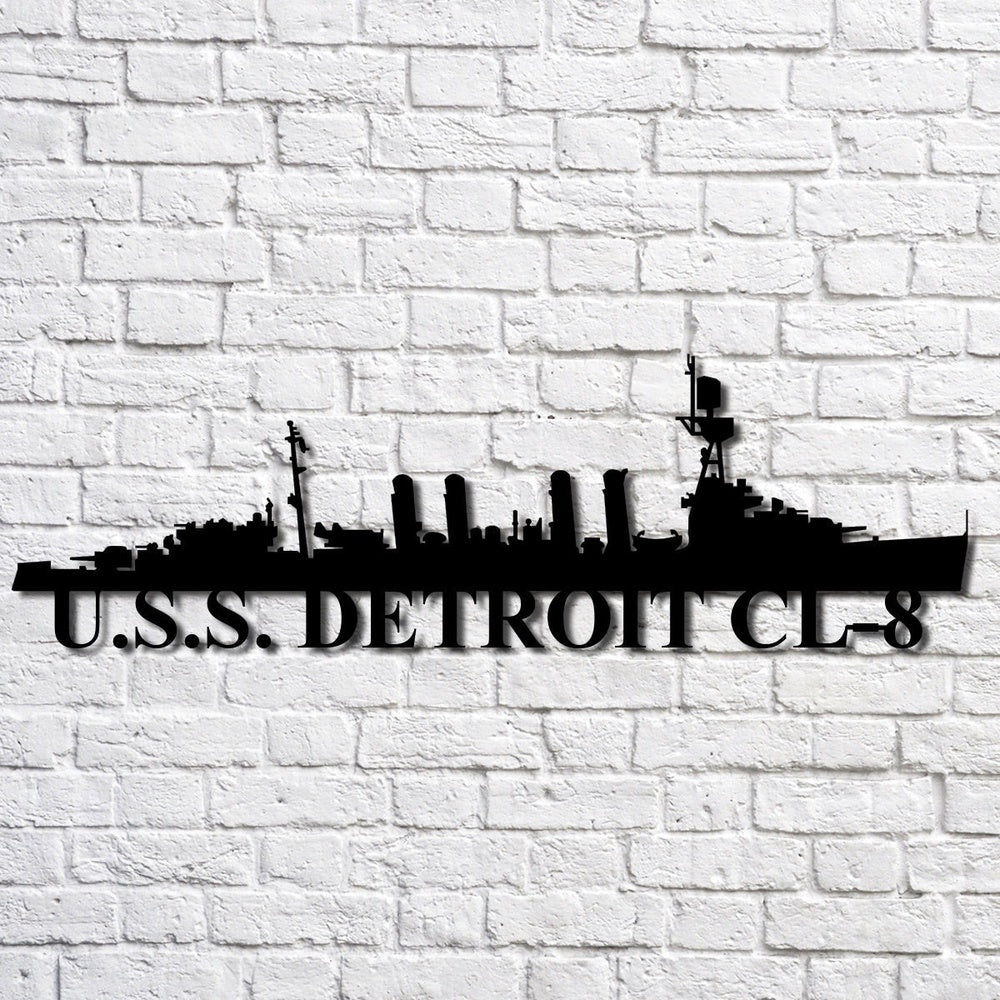 US Navy Metal Sign, Uss Detroit Cl8 Navy Ship Metal Art, Custom Us Navy Ship Cut Metal Sign, Navy Veteran Metal Sign