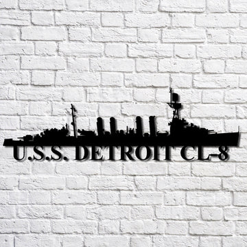US Navy Metal Sign, Uss Detroit Cl8 Navy Ship Metal Art, Custom Us Navy Ship Cut Metal Sign, Navy Veteran Metal Sign
