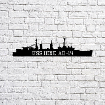 US Navy Metal Sign, Uss Dixe Ad14 Navy Ship Metal Sign, Memory Wall Metal Sign, Navy Veteran Metal Sign